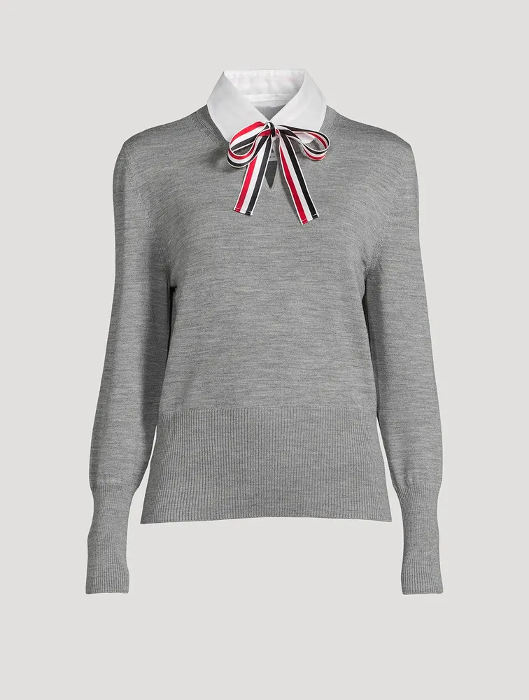 Wool Jersey Shirt With Organza Collar