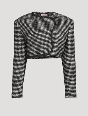 Cropped Houndstooth Blazer