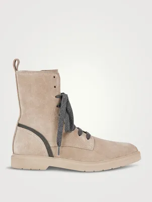 Suede Combat Boots