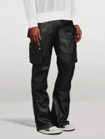 Leather Tactical Flare Cargo Pants