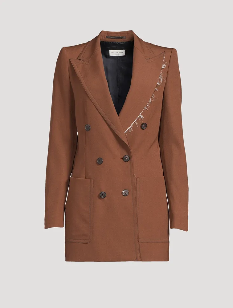 Bylee Raw-Edge Double-Breasted Blazer