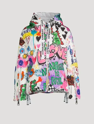 Puff Khris Down Jacket In Graffiti Love Print