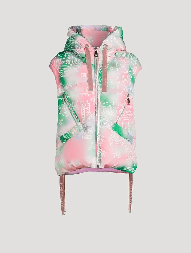 Puff Iconic Velour Down Vest In Bandana Print