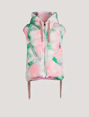 Puff Iconic Velour Down Vest In Bandana Print