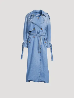 Double-Breasted Denim Trench Coat