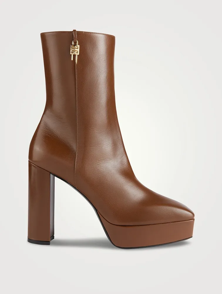 G Lock Leather Platform Ankle Boots