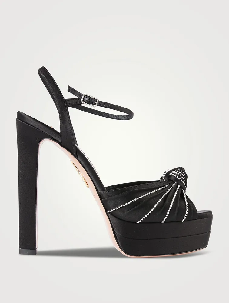 Atelier Crystal Satin Platform Sandals