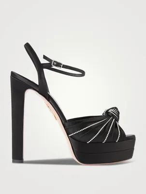 Atelier Crystal Satin Platform Sandals