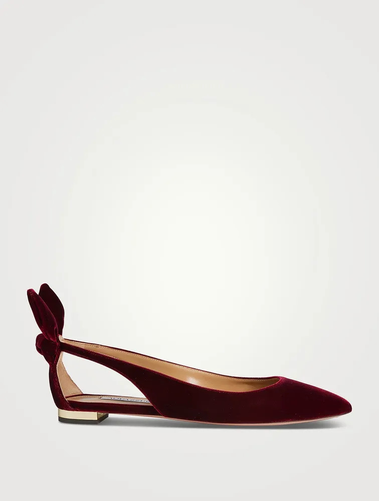 Bow Tie Velvet Ballet Flats