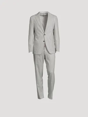 Wool And Cashmere Two-Piece Suit Pinstripe Print