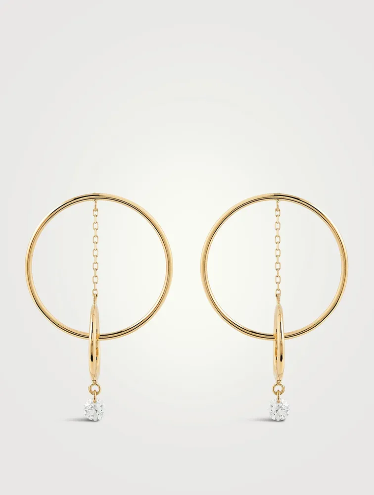 Mini Hélios 18K Gold Orbite Earrings With Diamonds