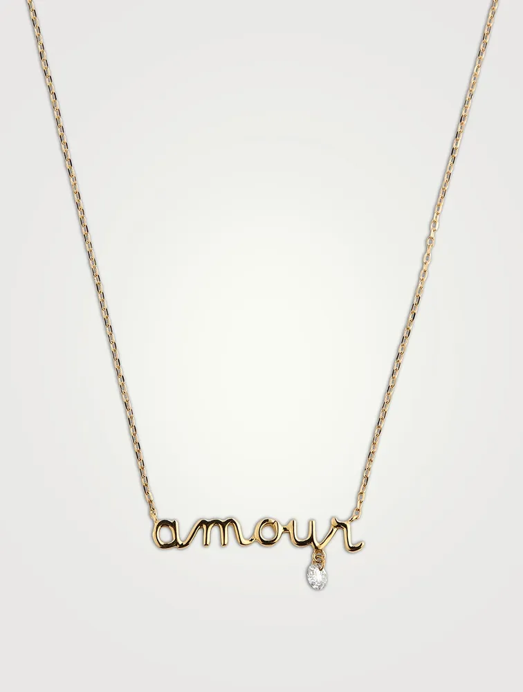 Around The Words 18K Gold Amour Necklace With Diamond