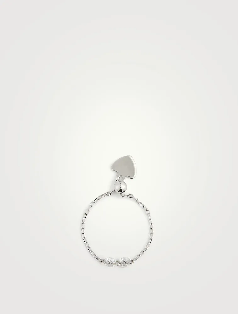 Danaé 18K White Gold Chain Ring With Diamonds