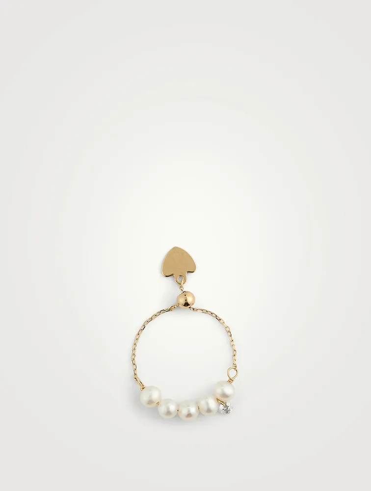 Perlée Aphrodite 18K Gold Ring Ring With Pearls And Diamond