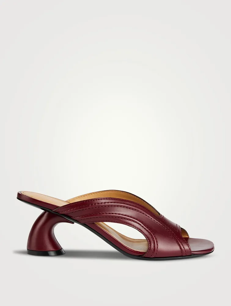 Curved-Heel Leather Mules