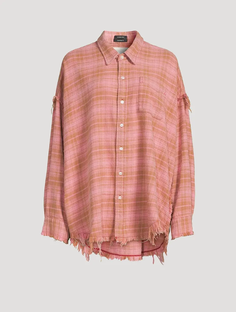 Oversized Shredded Flannel Shirt