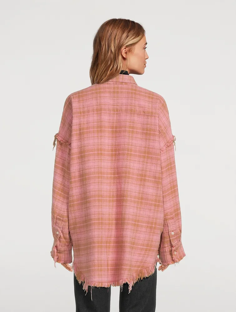 Oversized Shredded Flannel Shirt