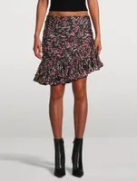 Asymmetric Mini Skirt Screw Print