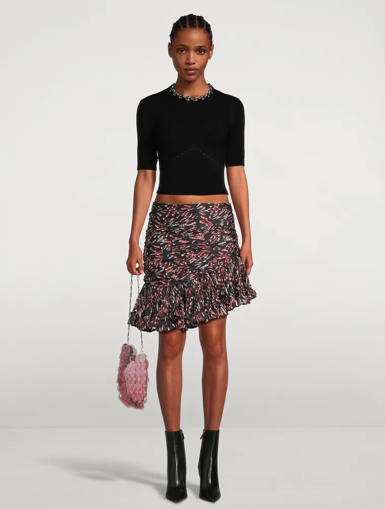 Asymmetric Mini Skirt Screw Print