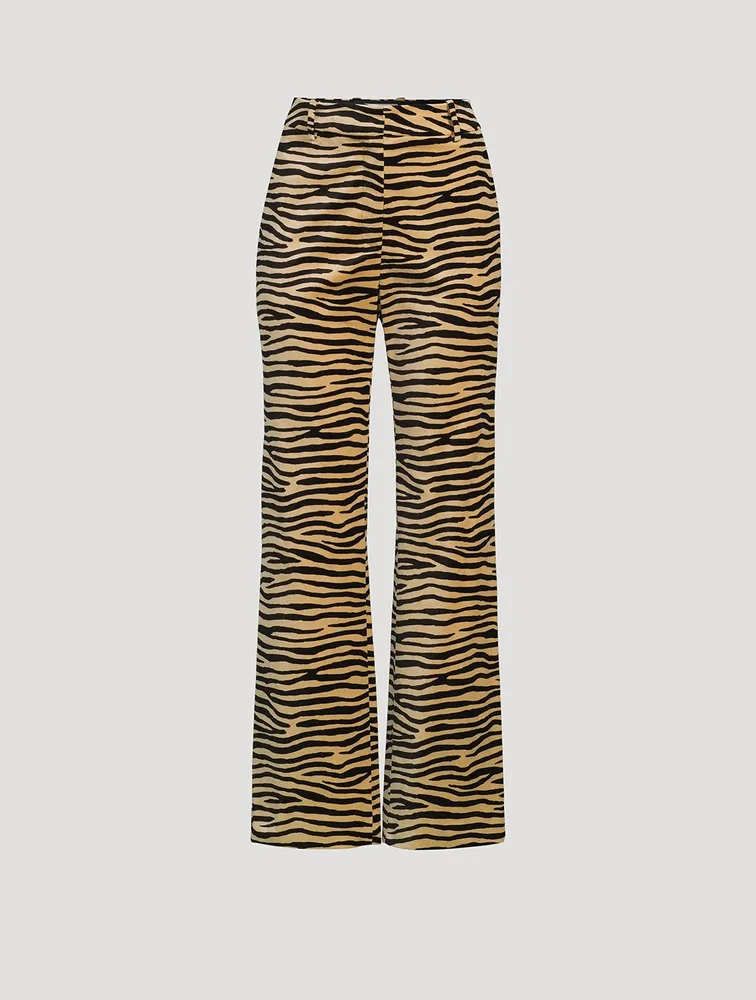 Straight-Leg Trousers Tiger Stripe Print