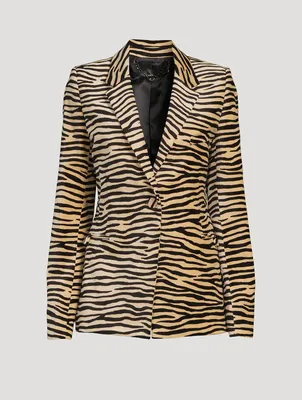 Single-Breasted Blazer Tiger Stripe Print