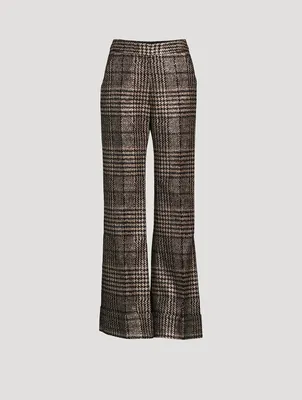 Metallic Trousers Plaid Print