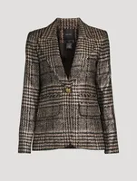 Hutton Metallic Blazer Plaid Print