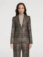 Hutton Metallic Blazer Plaid Print