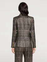 Hutton Metallic Blazer Plaid Print