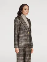 Hutton Metallic Blazer Plaid Print