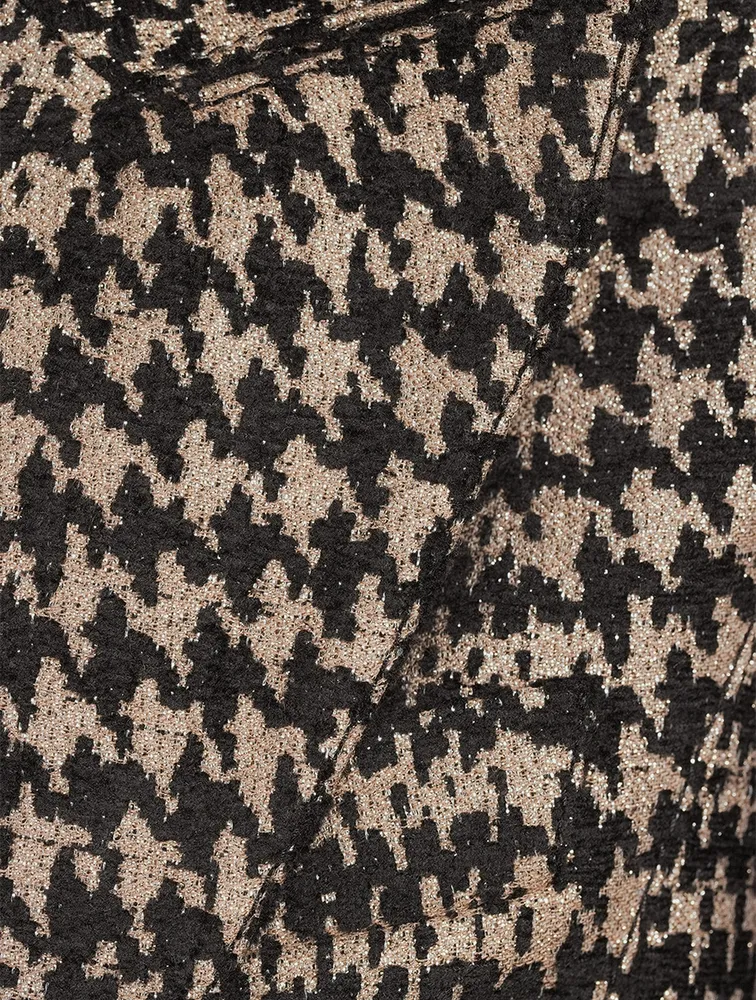 Hutton Metallic Blazer Plaid Print
