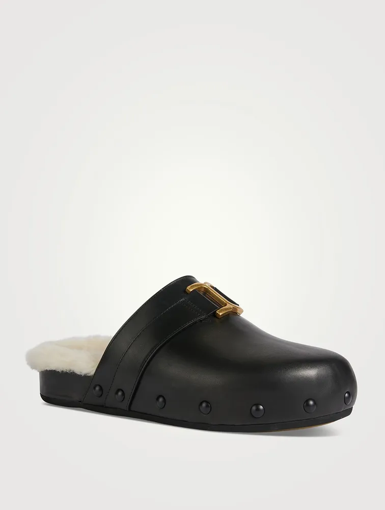Marcie Shearling-Lined Leather Clogs