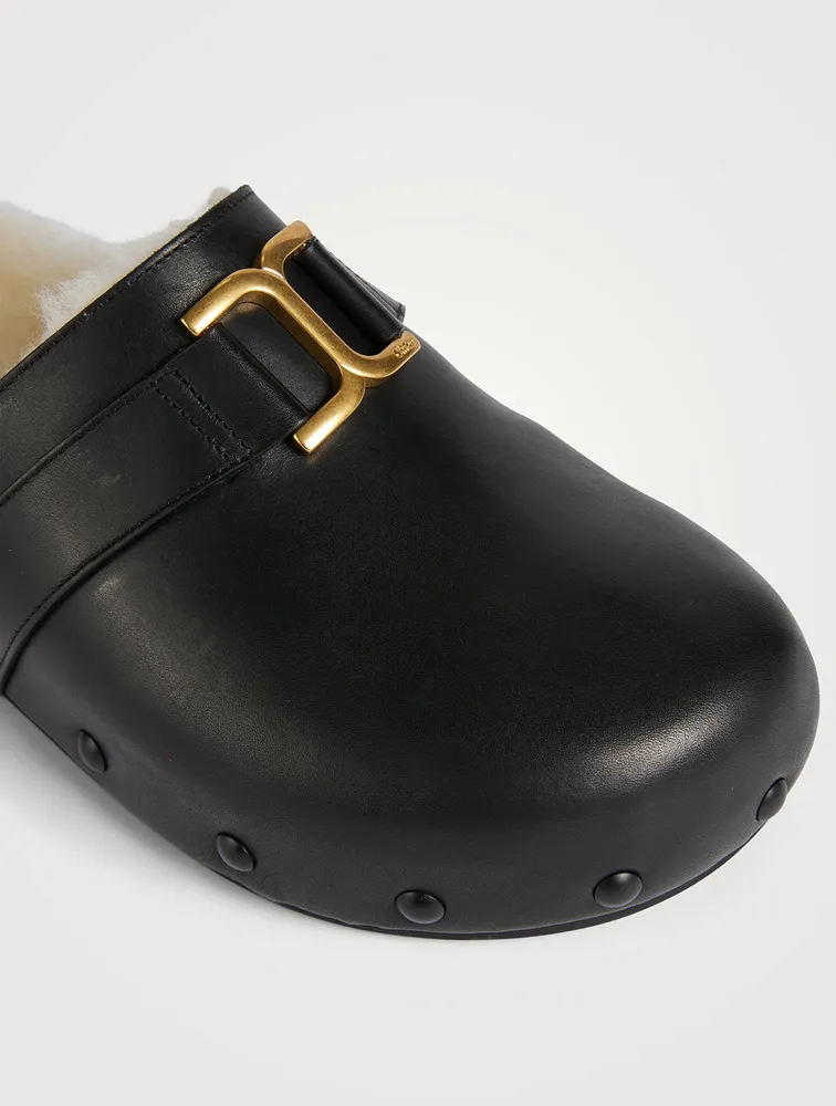 Marcie Shearling-Lined Leather Clogs