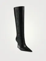 Delphine Embossed Leather Knee-High Boots
