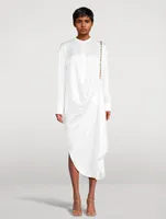 Chain-Trimmed Silk Shirt Dress