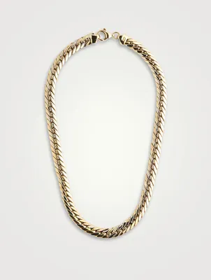 Vintage 18K Tri-Colour Gold Graduated Flat Curb Chain Necklace