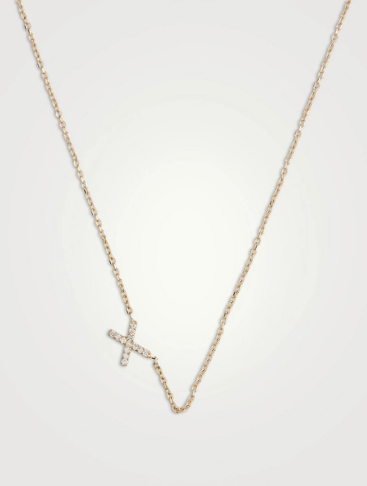 Love Letter 14K Gold X Initial Pavé Diamond Necklace