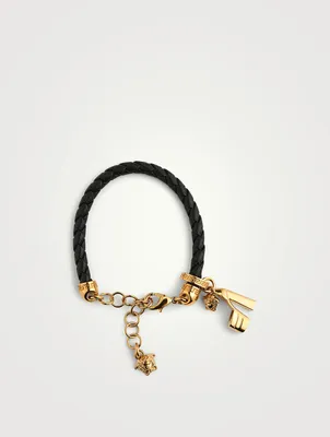Braided Leather Charm Bracelet
