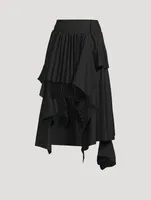 Wool-Blend Pleated Midi Skirt