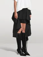 Wool-Blend Pleated Midi Skirt