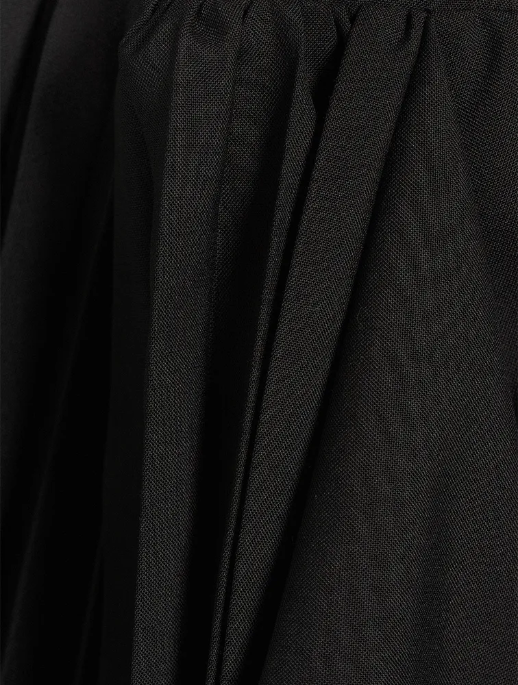Wool-Blend Pleated Midi Skirt
