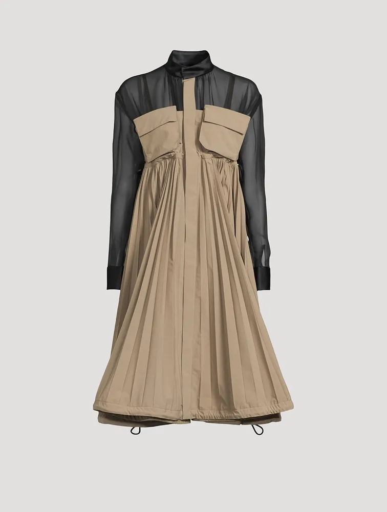 Taffeta Pleated Shirt Dress