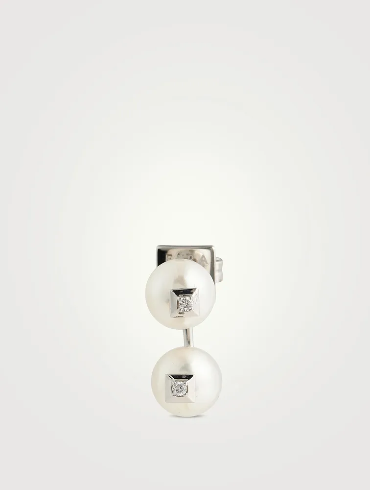 Double Pearl Earring With Diamonds