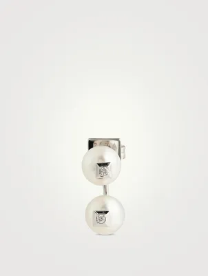 Double Pearl Earring With Diamonds