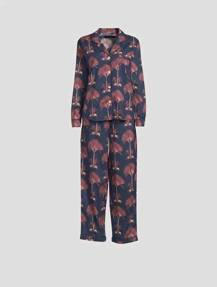 Long Cotton Pajama Set Ravenala Print