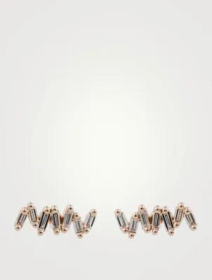 Classic Fireworks 18K Rose Gold Stud Earrings With Diamonds