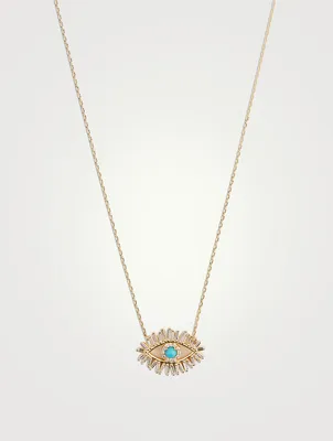 Midi 18K Gold Evil Eye Turquoise Pendant Necklace