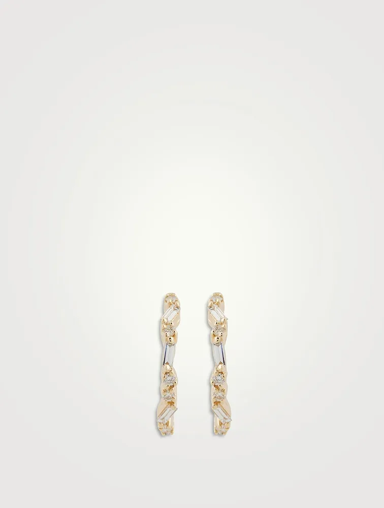 Fireworks 18K Gold Hoop Earrings With Diamonds