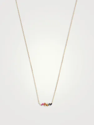 18K Gold Frenzy Rainbow Sapphire Mini Bar Pendant Necklace