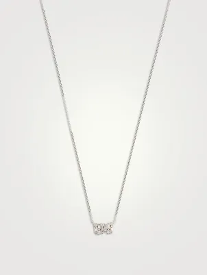 Mini  Shimmer 18K White Gold Diamond Bar Pendant Necklace